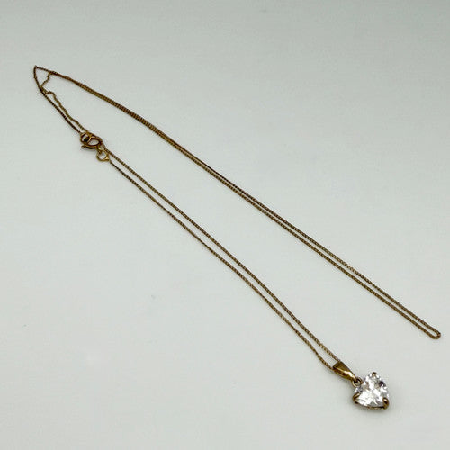 Vintage 9ct Yellow Gold CZ Necklace PG82