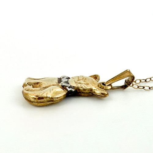 Vintage 9ct Yellow Gold Cat Necklace PG89