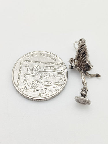 Vintage 925 Sterling Silver Cupid Charm CA17-57