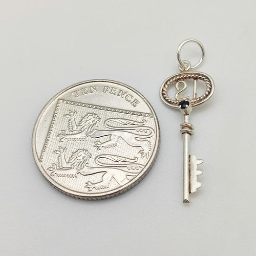 Vintage 925 Sterling Silver 21 Key Charm CA18-98