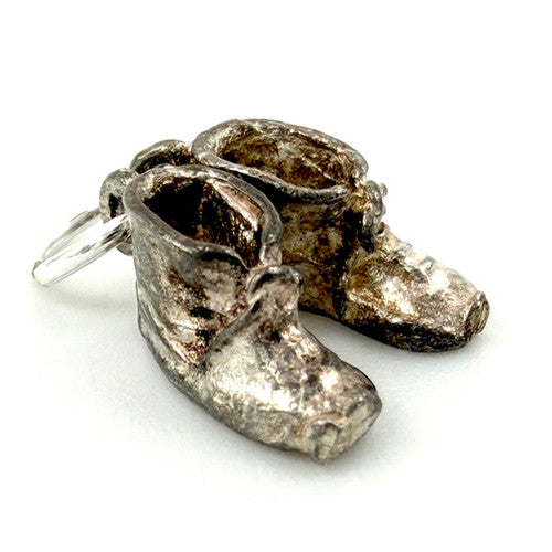 Vintage 925 Sterling Silver Baby Shoes Charm CA27-29