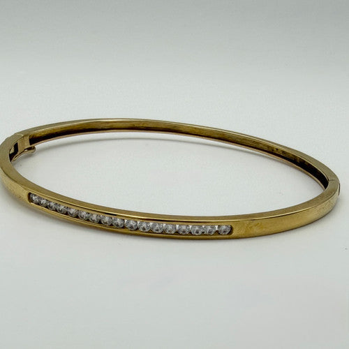 Vintage 9ct Yellow Gold CZ Bangle PG2