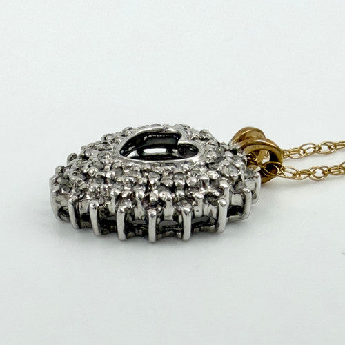 Vintage 9ct Gold & Diamond Heart Necklace PG80