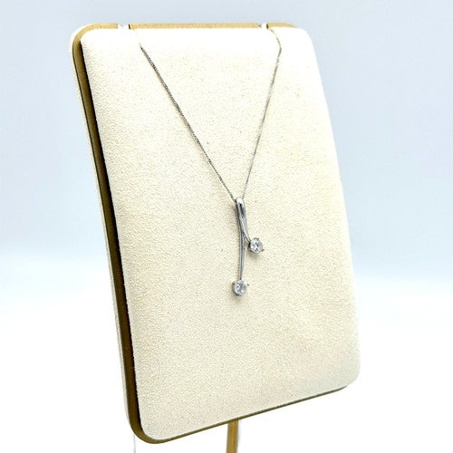 Vintage 9ct White Gold CZ Necklace PG91