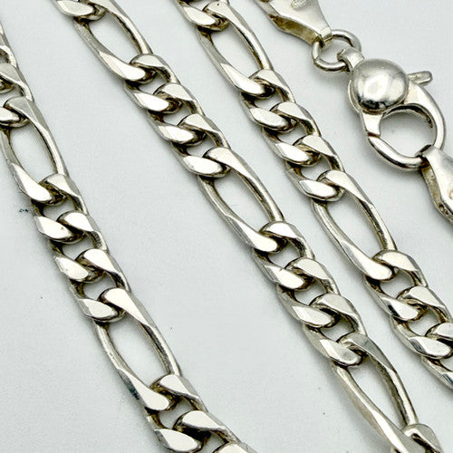 Vintage 925 Sterling Silver Figaro Link Chain Necklace PAT123