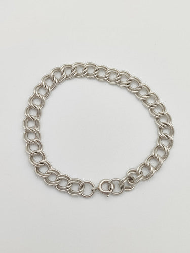 Vintage 925 Sterling Silver Double Curb Link Bracelet Bracelets-13