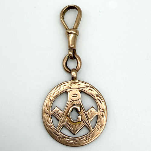 Antique 9ct Rose Gold 1918 Masonic Pendant With Dog Clip PG34