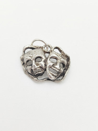 Vintage 925 Sterling Silver Tragedy Mask Charm CA16-39