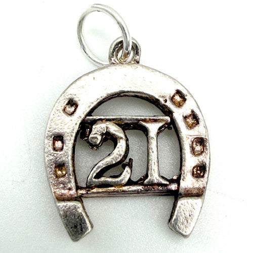 Vintage 925 Sterling Silver 21 Horseshoe Charm CA27-8