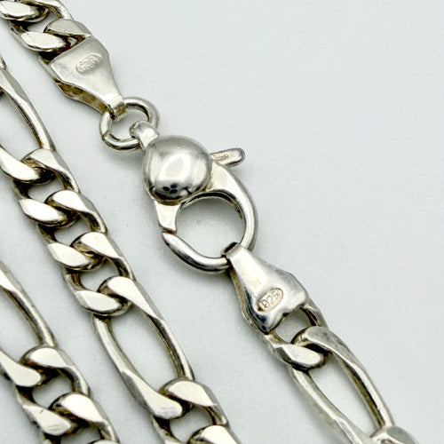 Vintage 925 Sterling Silver Figaro Link Chain Necklace PAT123