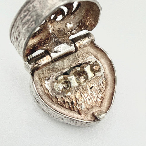 Vintage 925 Sterling Silver Heart Ring Box Charm CA23-28