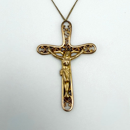 Vintage 9ct Yellow Gold Crucifix Necklace PG58