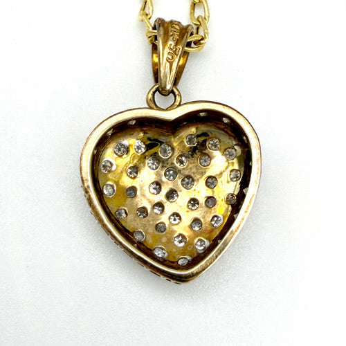 Vintage 9ct Yellow Gold 0.5ct Diamond Heart Necklace PG87