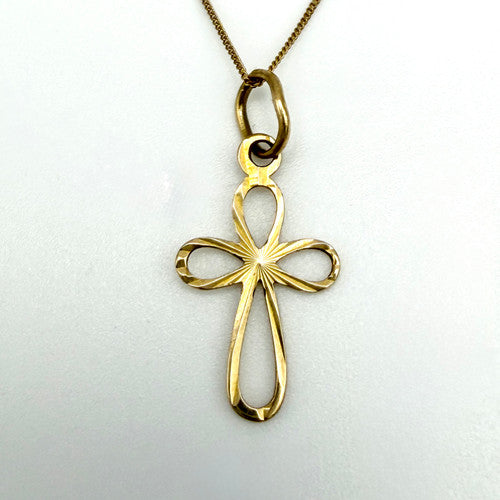 Vintage 9ct Yellow Gold Cross Necklace PG75