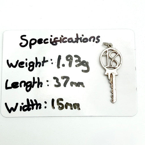 Vintage 925 Sterling Silver 18 Key Charm CA26-30