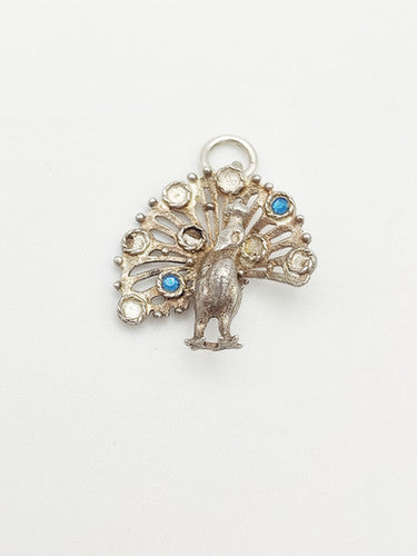 Vintage 925 Sterling Silver Peacock Charm CA14-39