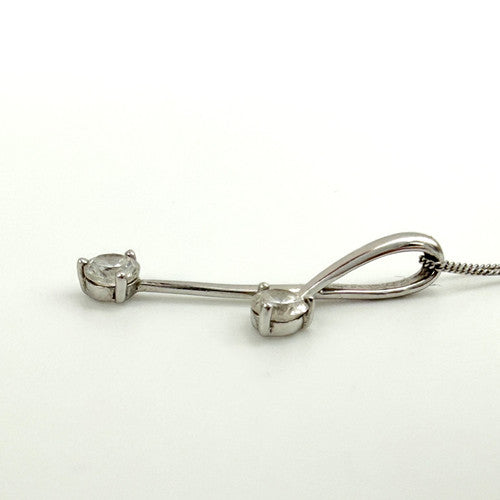 Vintage 9ct White Gold CZ Necklace PG91