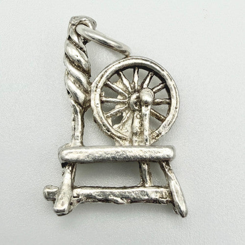 Vintage 925 Sterling Silver Spinning Wheel Charm CA22-27