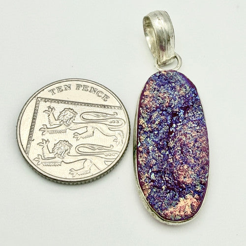Vintage 925 Sterling Silver Dichroic Glass Pendant PAT120